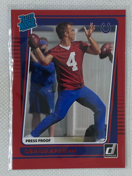 2021 Panini Donruss Sam Ehlinger Rated Rookie Red Press Proof #319 RC Colts