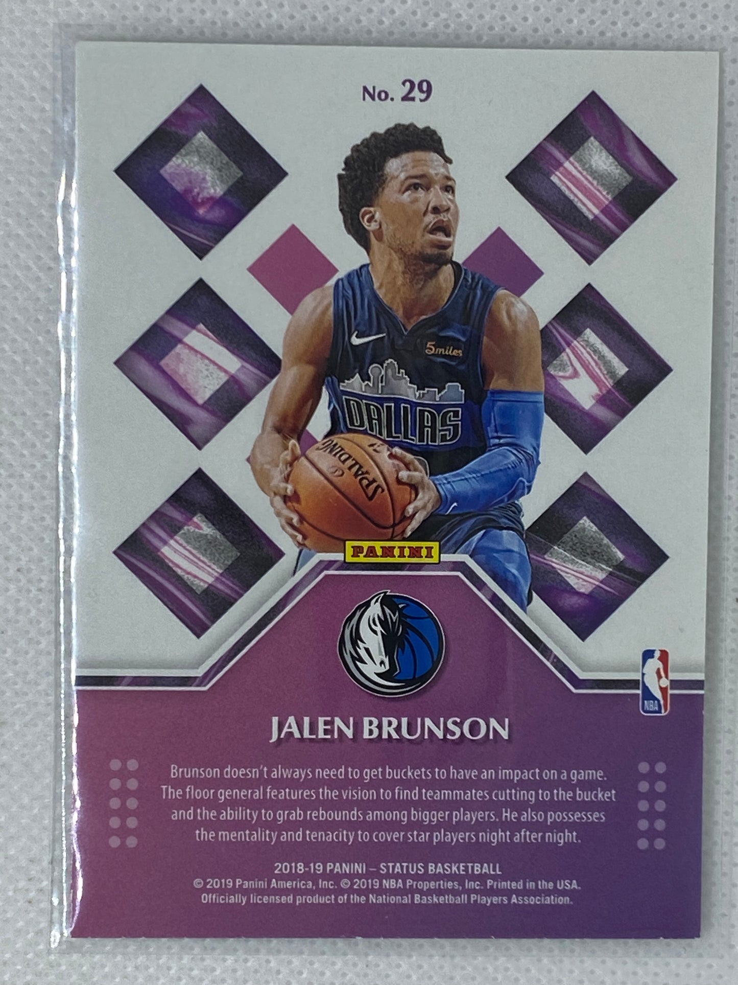 2018-19 Panini Status Rookie Credentials Jalen Brunson #29 Rookie RC