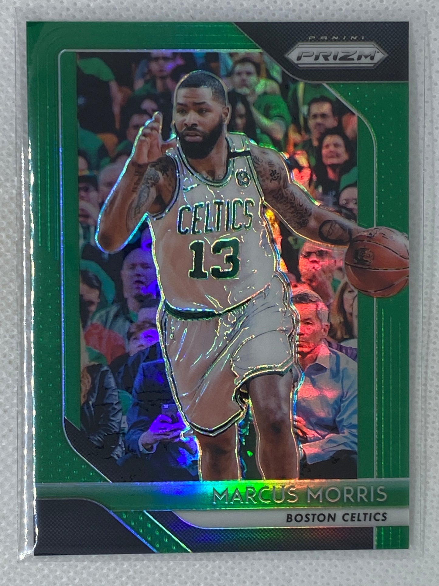 2018-19 Panini Prizm Prizms Green #168 Marcus Morris Boston Celtics