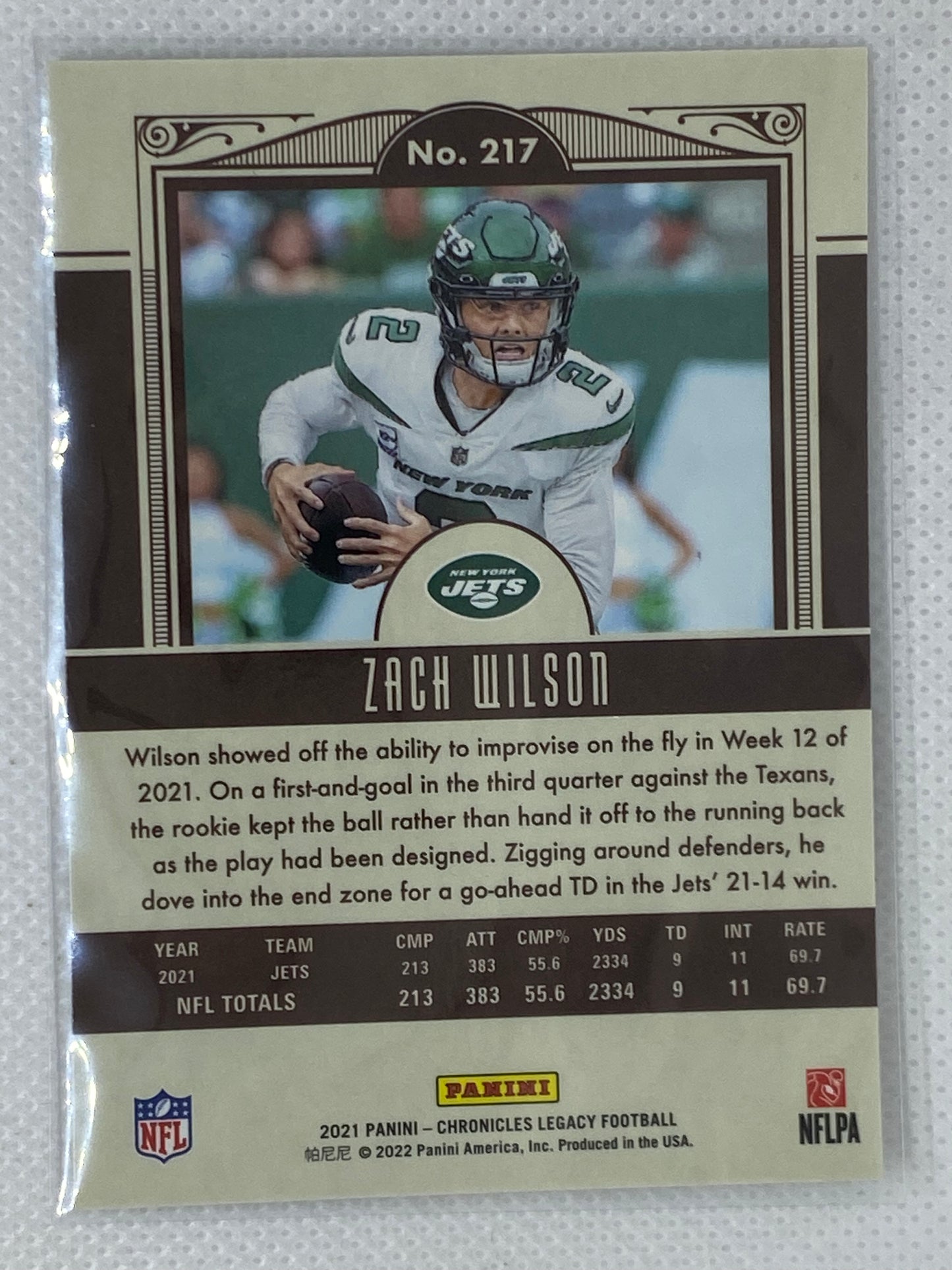 2021 Zach Wilson Legacy Chrome NFL Chronicles #217 Rookie Card New York Jets