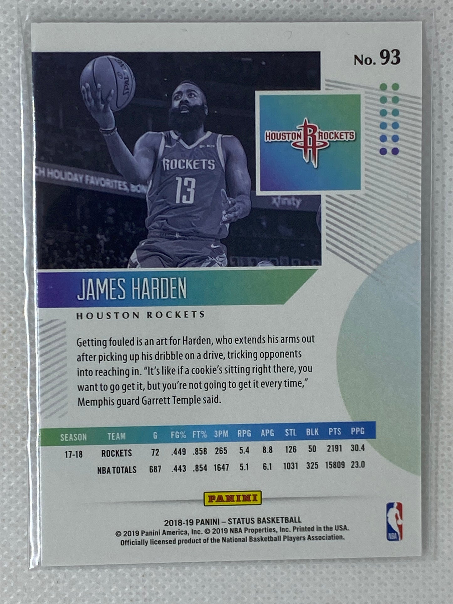 2018-19 Panini Status Red James Harden #93 SP