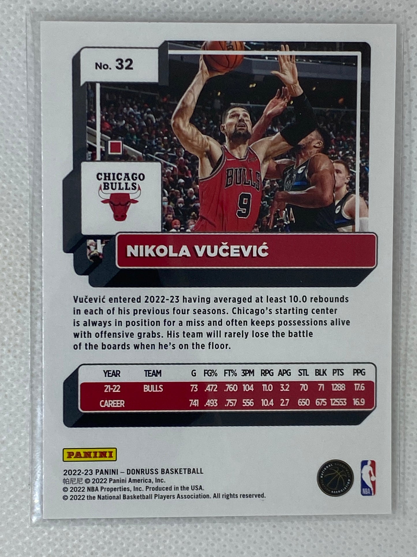 2022 Panini Donruss #32 Nikola Vucevic Chicago Bulls