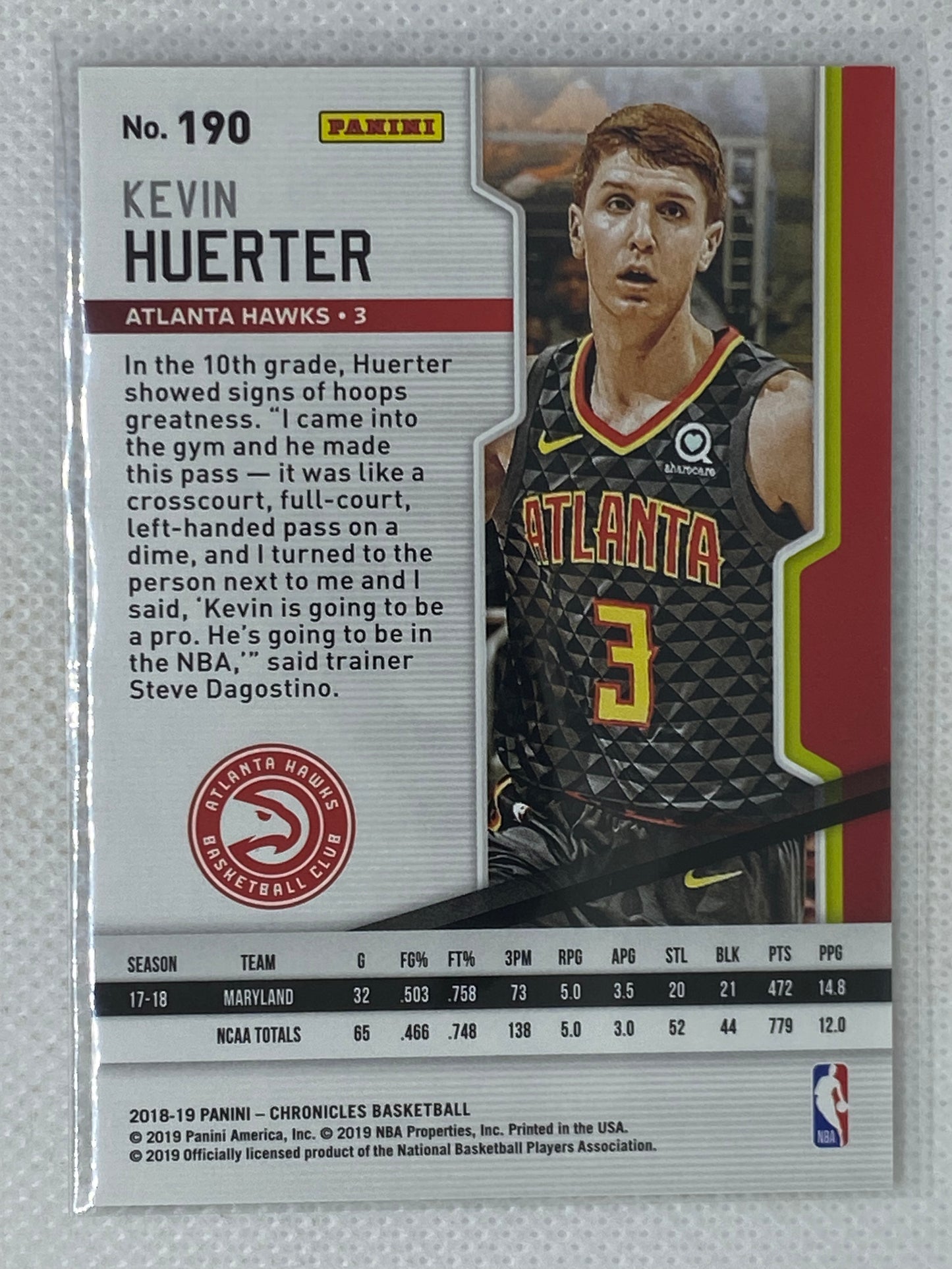 2018-19 Panini Chronicles Playoff Bronze Kevin Huerter #190 Rookie RC