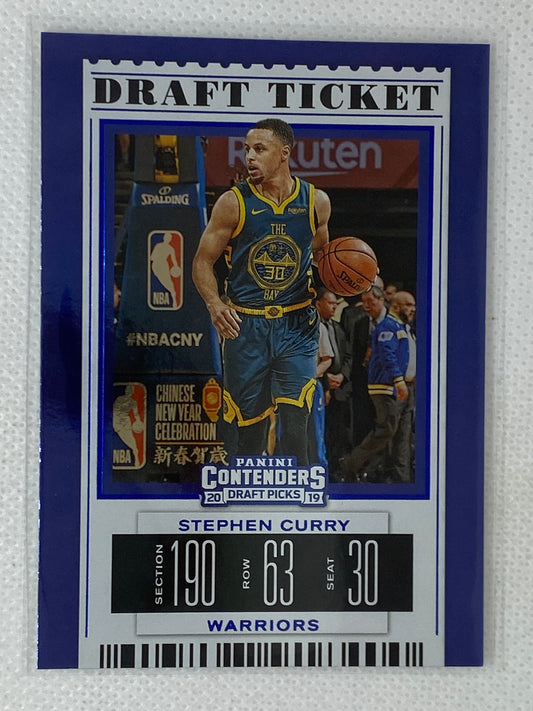 2019 Panini Contenders Draft Picks Season Ticket Blue Foil Stephen Curry #48