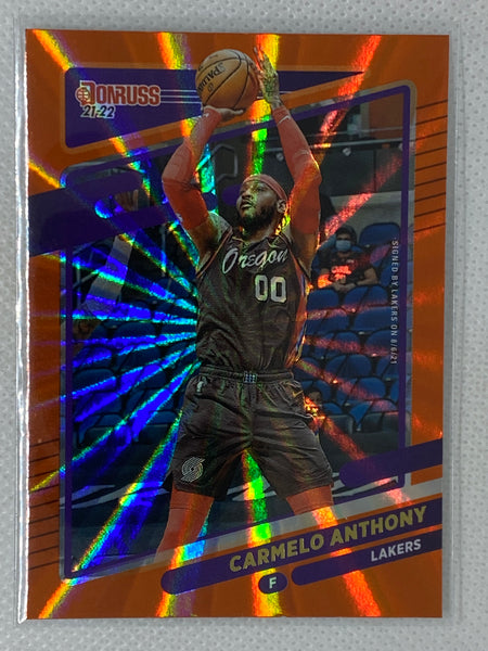 2021-22 Panini Donruss Basketball Carmelo Anthony Orange Laser #103