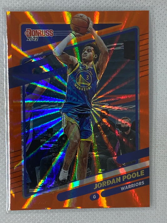 2021-22 Panini Donruss Jordan Poole #13 Orange Laser Golden State Warriors