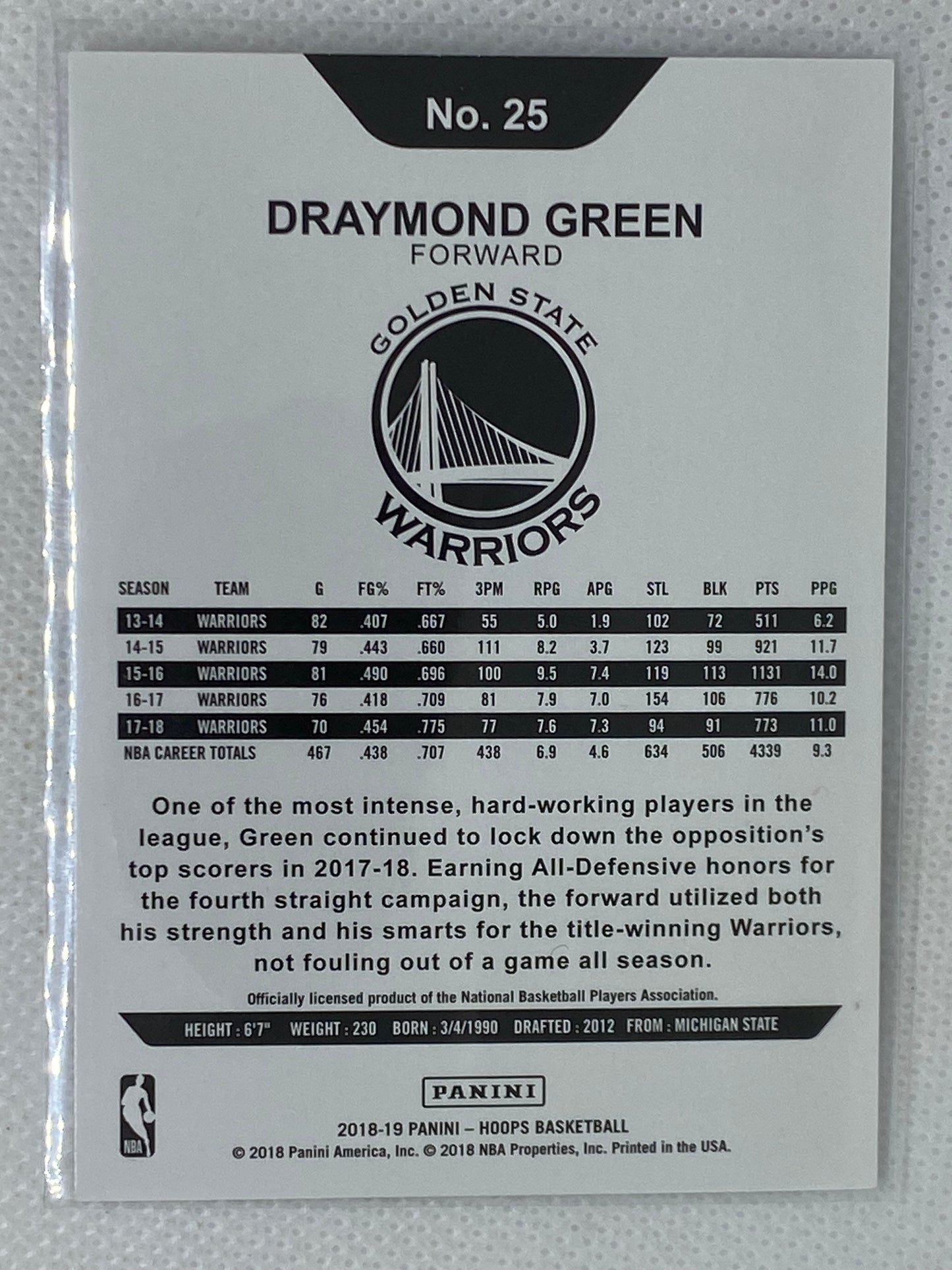 2018-19 Panini NBA Hoops Winter Draymond Green #25