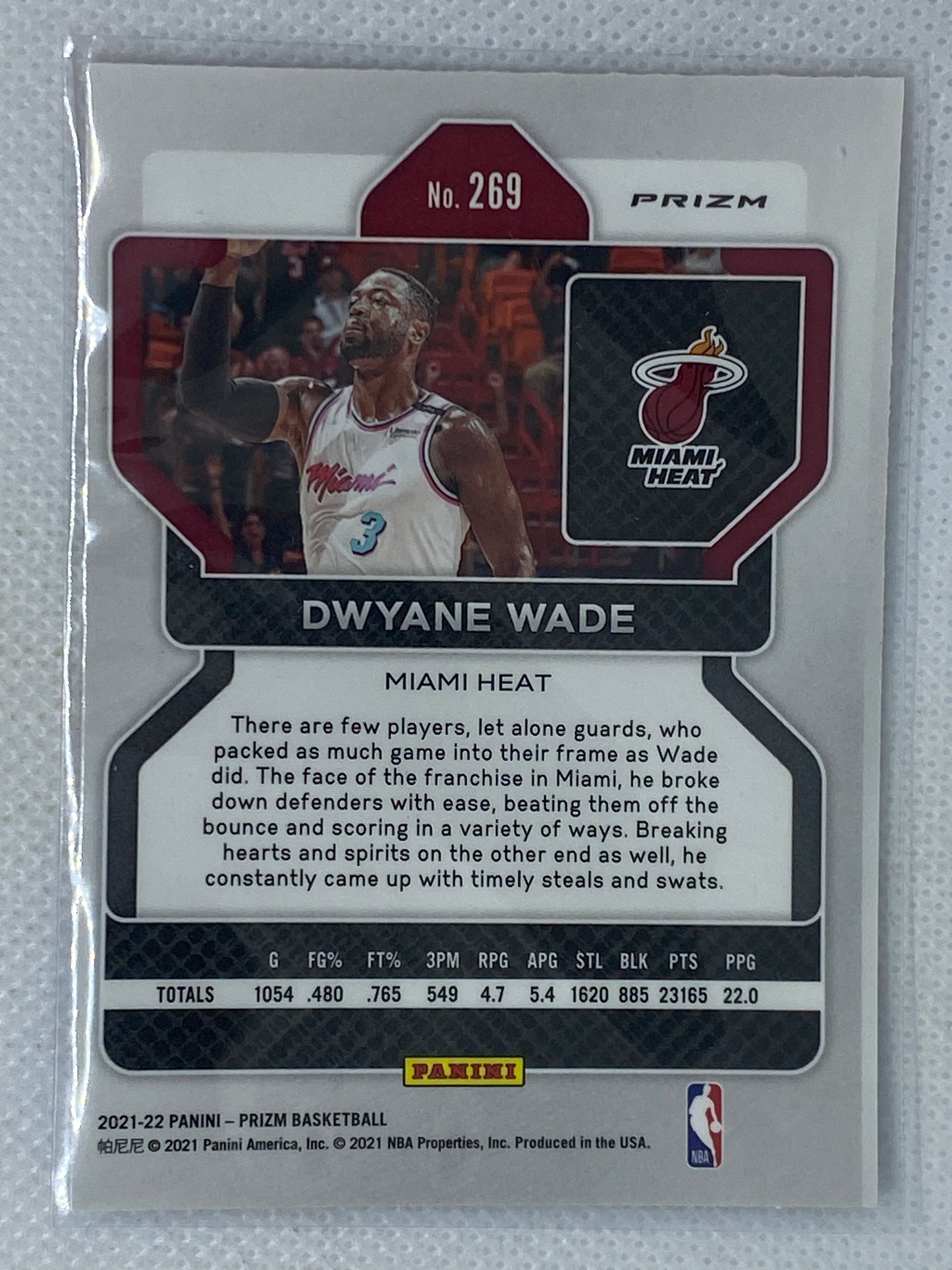 2021-22 Panini Prizm Red White Blue Dwayne Wade #269 Miami Heat HOF