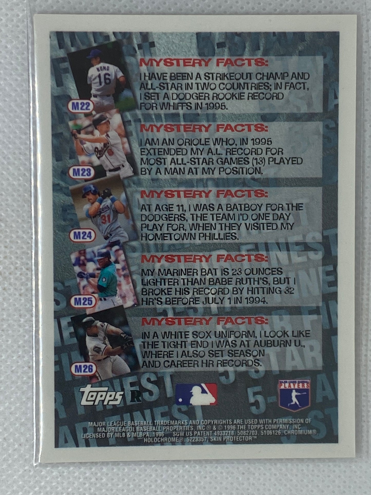 1996 Topps Frank Thomas Mystery Finest 5-Star Finest #M26 Refractor