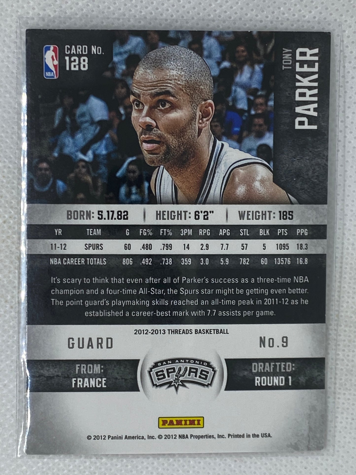 2012-13 Panini Threads Basketball #128 Tony Parker San Antonio Spurs