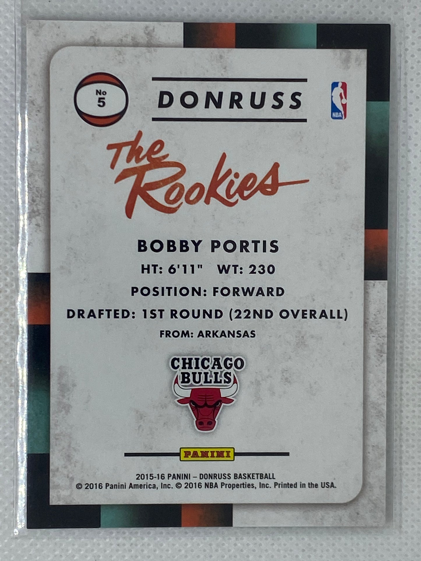 2015-16 Panini Donruss The Rookies Holo /199 Bobby Portis #5 Rookie RC