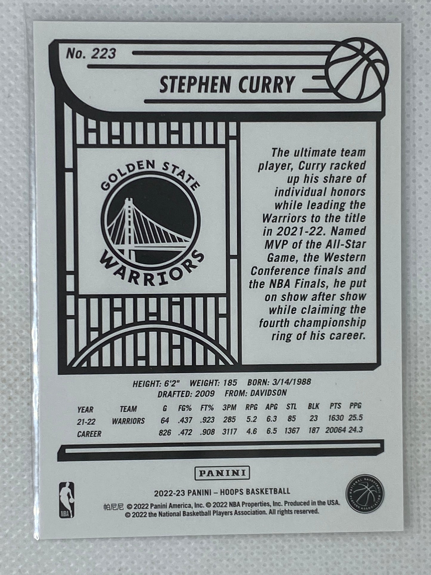 2022-23 Panini NBA Hoops Winter #223 Stephen Curry Golden State Warriors