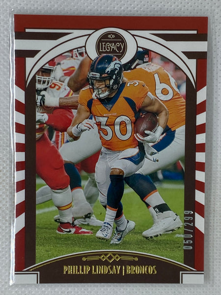 2020 Phillip Lindsay Legacy Red #/299 Card Denver Broncos