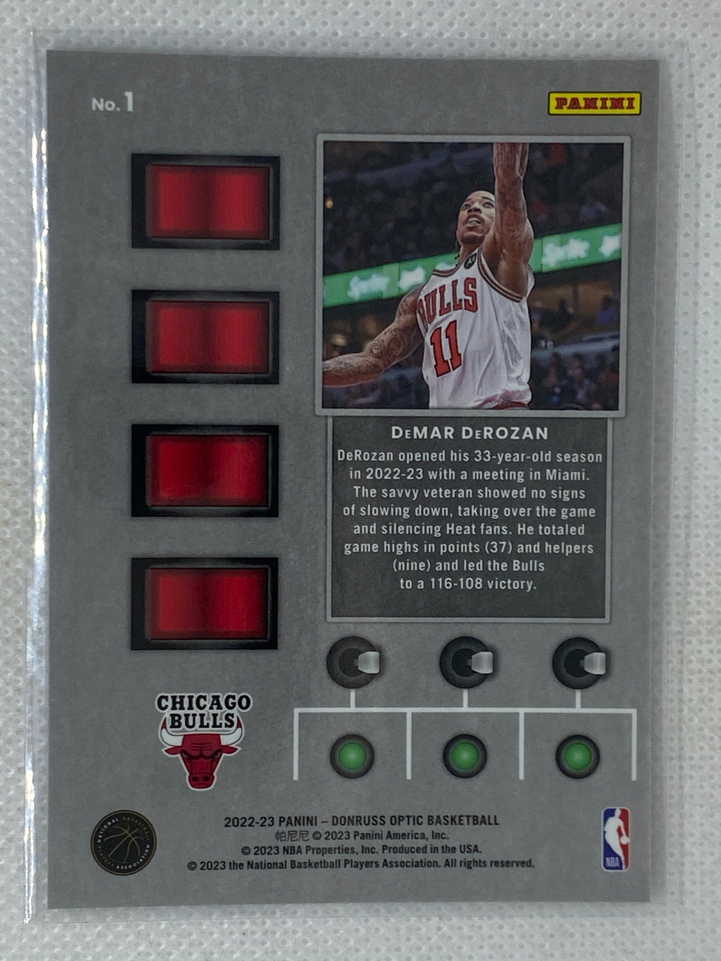 2022-23 Donruss Optic DeMar DeRozan T-Minus 3,2,1 #1 Chicago Bulls