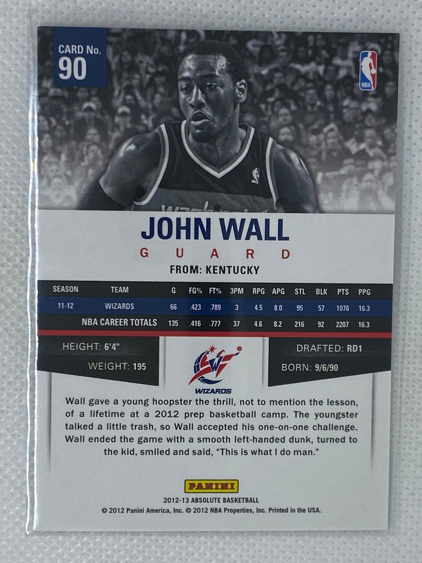 2012-13 Absolute John Wall #90 Washington Wizards