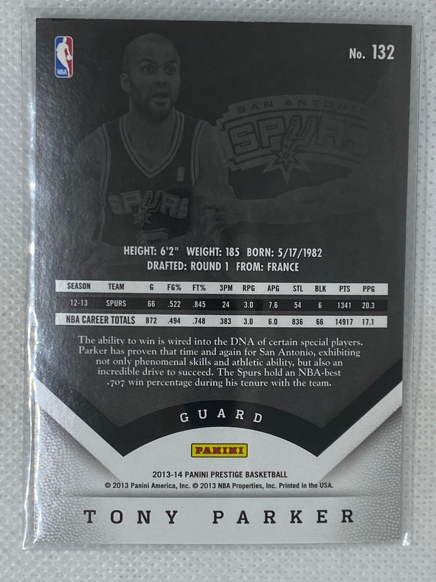 2013-14 Prestige Basketball #132 Tony Parker San Antonio Spurs