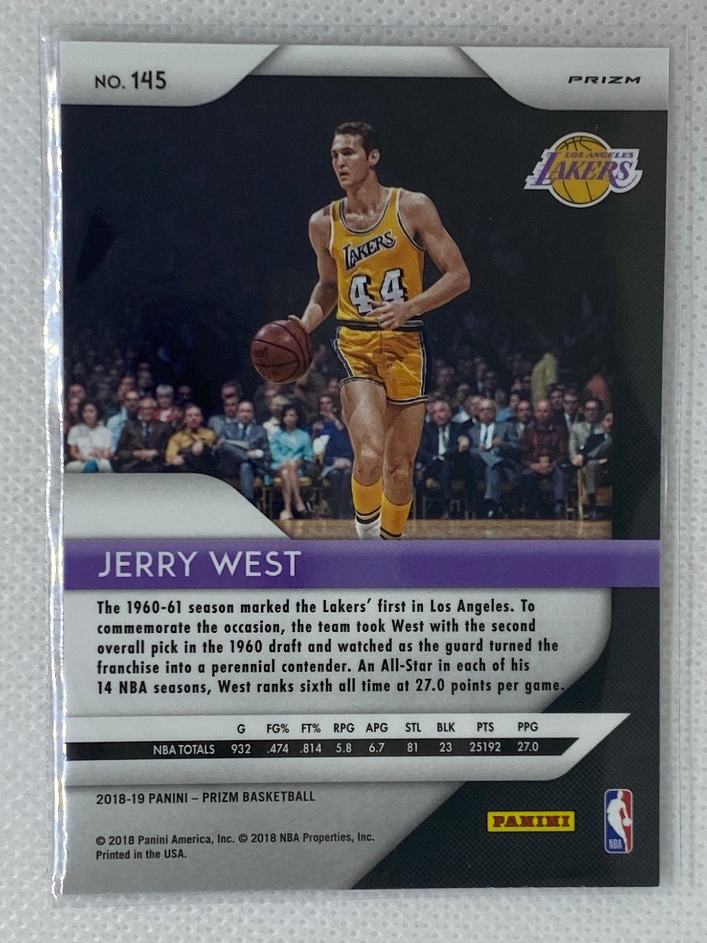 2018-19 Panini Prizm Pink Ice Prizm Jerry West #145 HOF