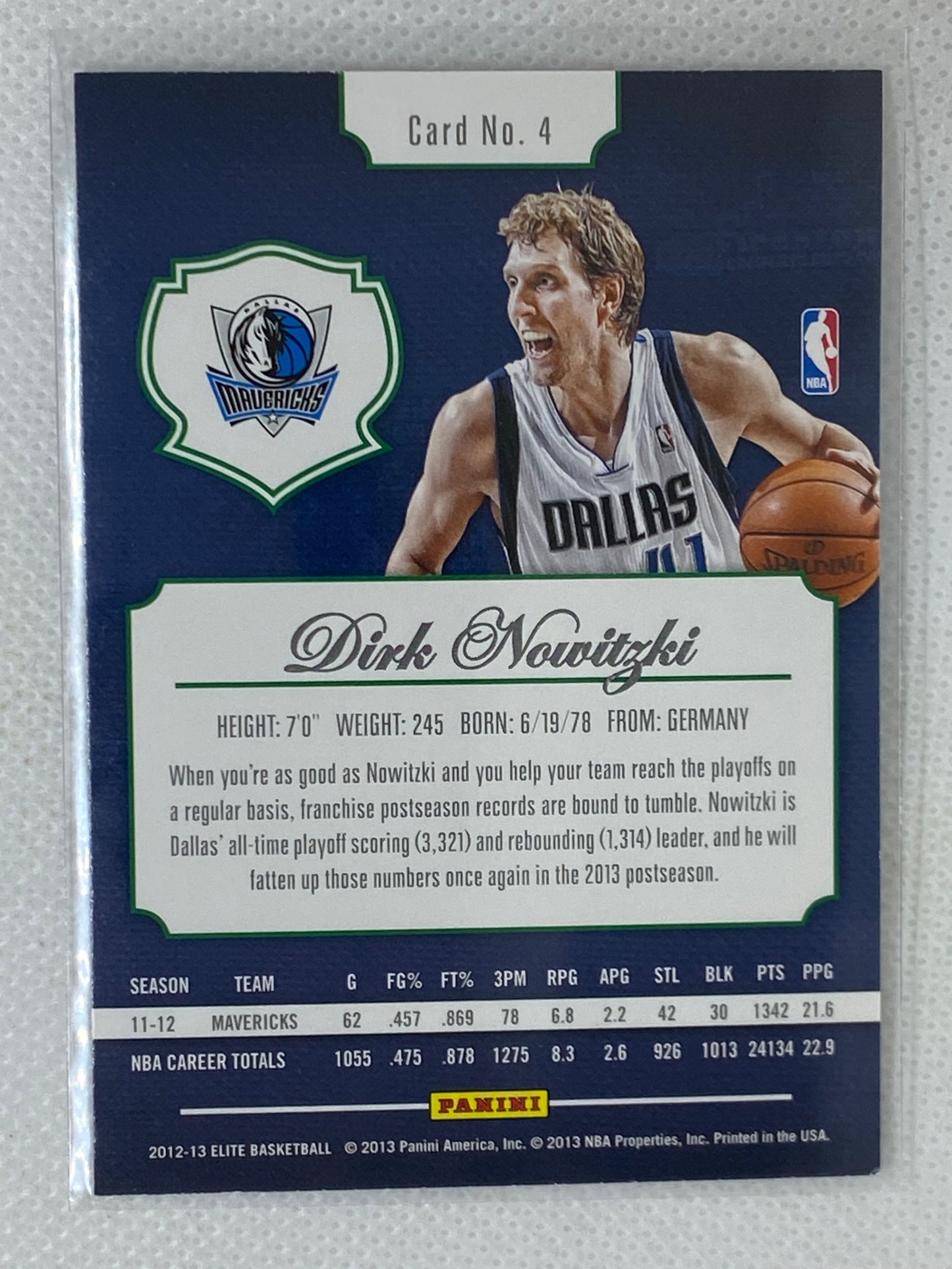 2012-13 Panini Elite #4 Dirk Nowitzki Mavericks