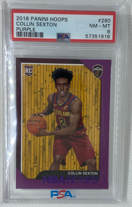 2018-19 Panini Hoops Collin Sexton Rookie Card Purple Parallel #280 PSA 8 SSP Pop 2