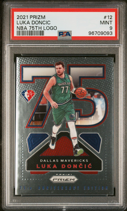 2021-22 Panini Prizm NBA 75th Anniversary Logo #12 Luka Doncic PSA 9 Case Hit Dallas Mavericks