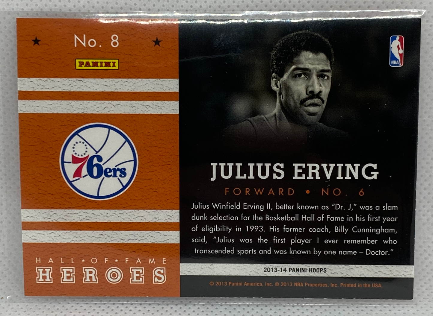 2013-14 Hoops Hall of Fame Heroes #8 Julius Erving Philadelphia 76ers