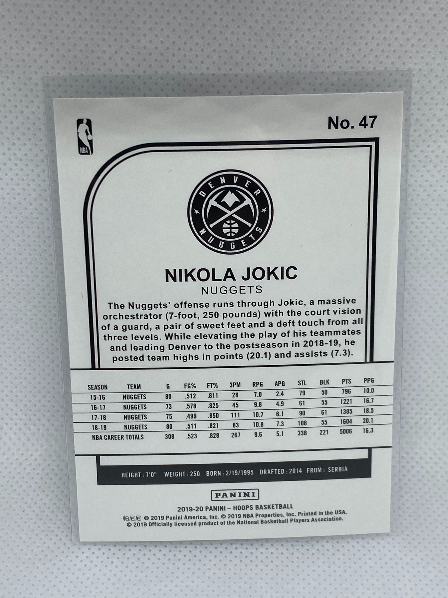 2019-20 NBA Hoops Holiday Winter Snowflakes Nikola Jokic #47