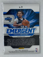 2020-21 Panini Prizm Emergent #21 Cole Anthony Rookie RC Orlando Magic