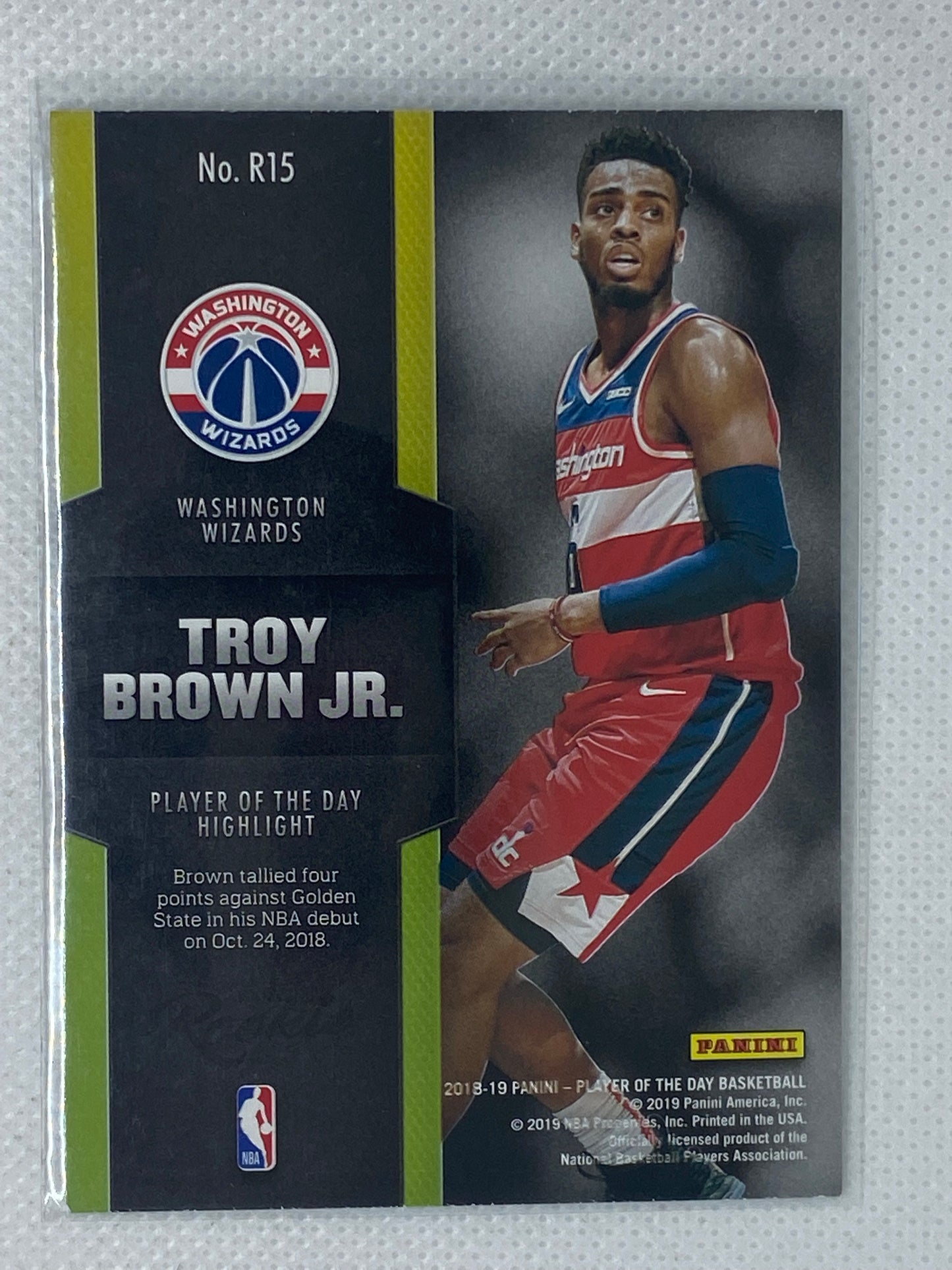 2018-19 Panini Rookie Player of the Day TROY BROWN JR. WASHINGTON WIZARDS #R-15