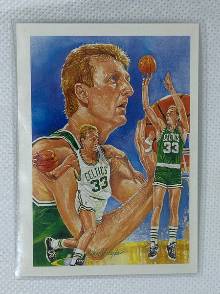 1990-91 NBA HOOPS Larry Bird Illustration Checklist Card #356