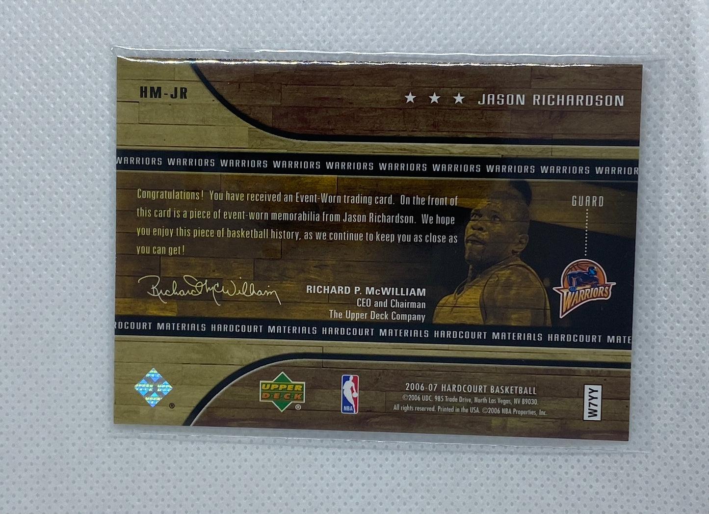 2006-07 Upper Deck Hardcourt Materials #JR JASON RICHARDSON Jersey - WARRIORS