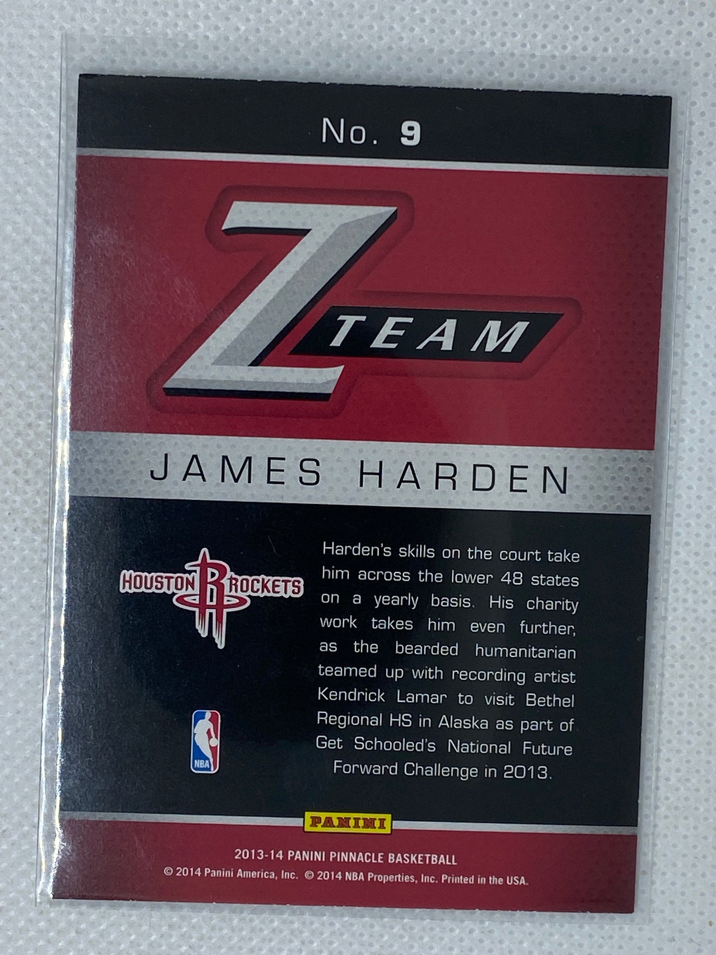 2013-14 Panini Pinnacle Z-Team Artist Proof James Harden #9