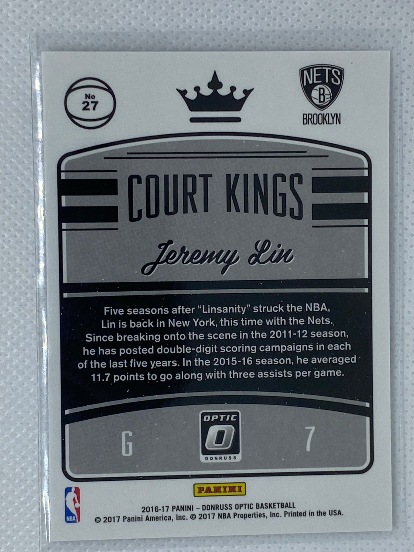 2016-17 Donruss Optic Court Kings #27 Jeremy Lin