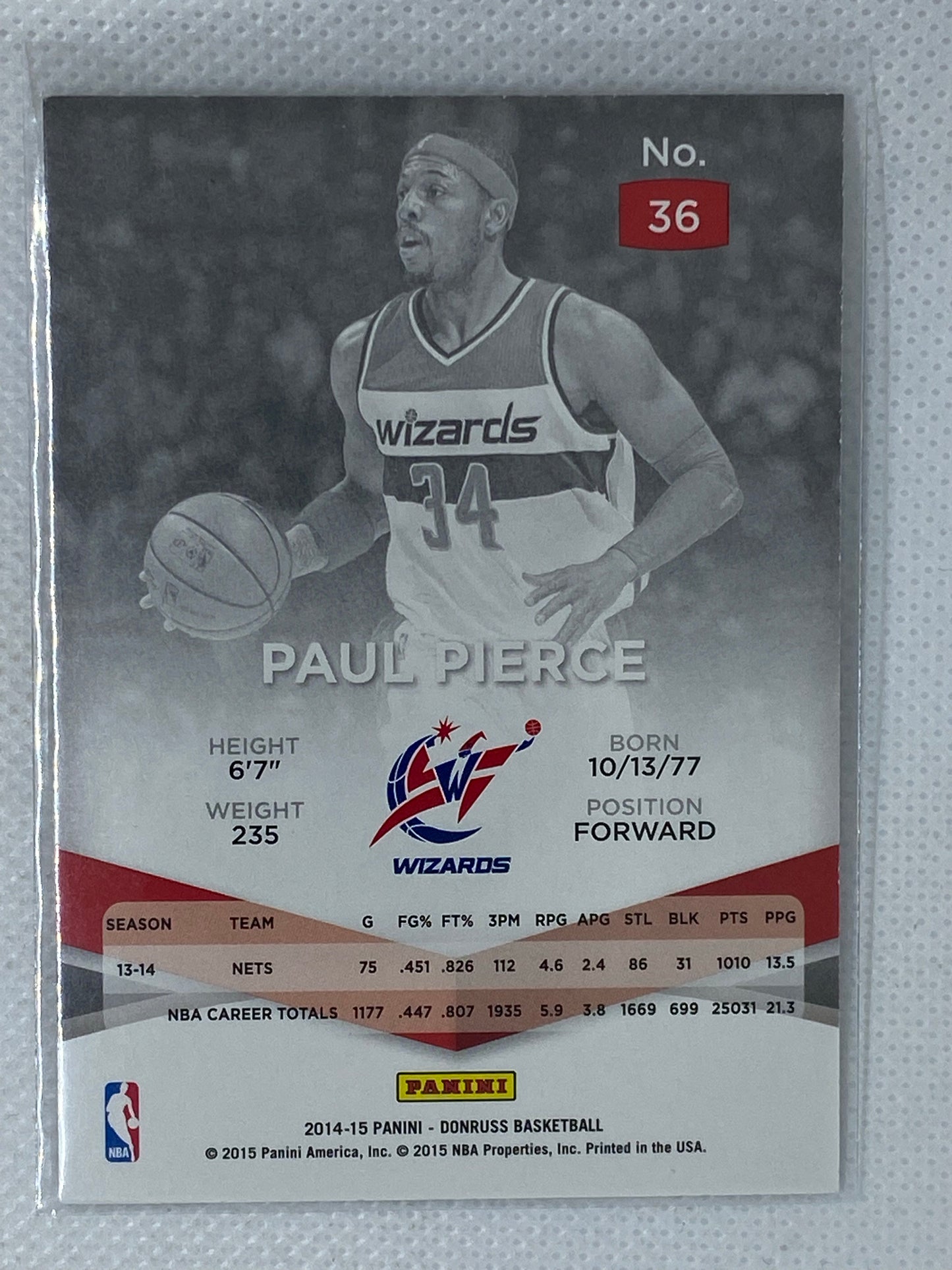 2014-15 Elite Basketball #36 Paul Pierce Washington Wizards