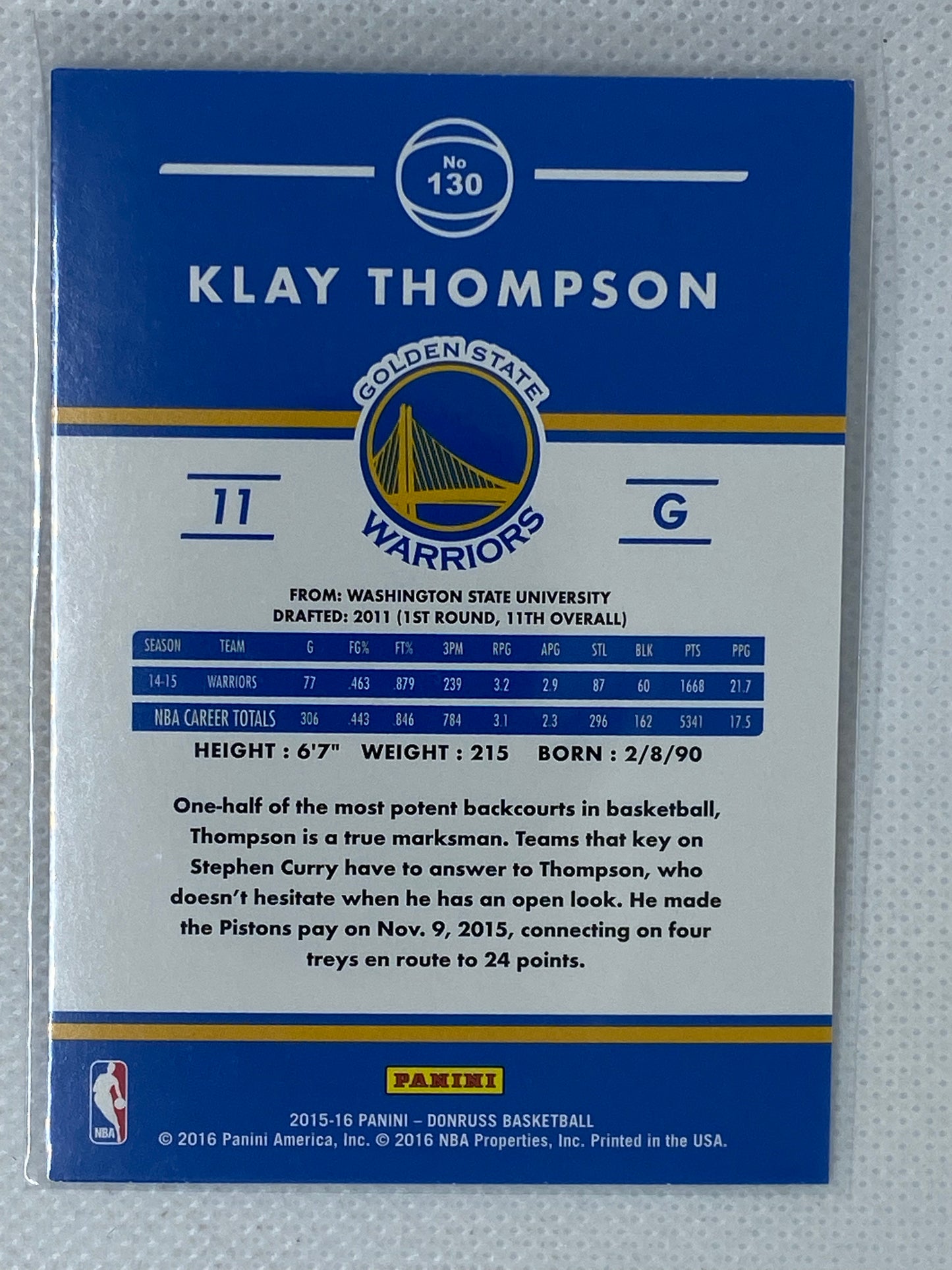 2015-16 Panini Donruss Klay Thompson #130