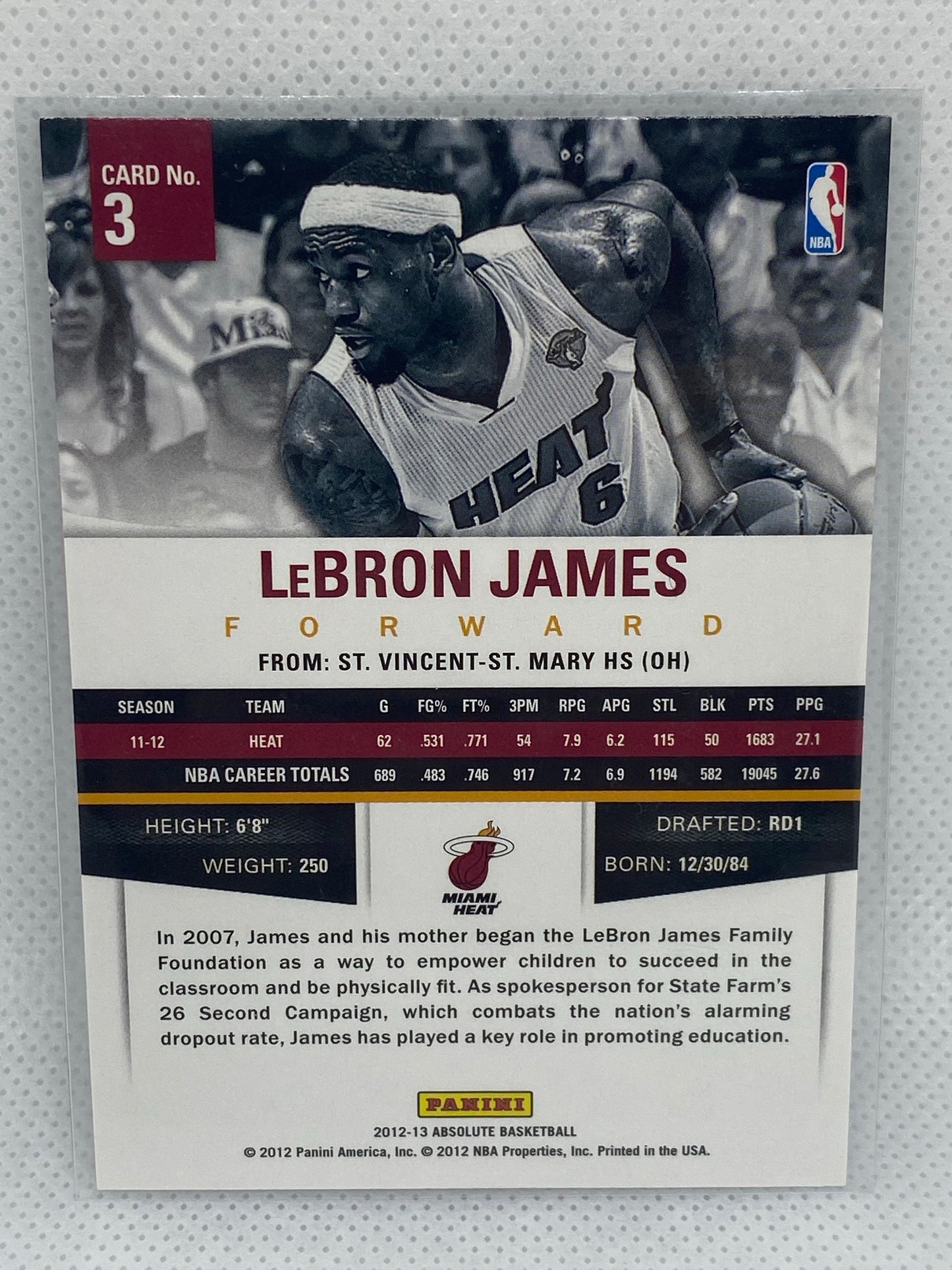 2012-13 Panini Absolute #3 LeBron James Foil Miami Heat