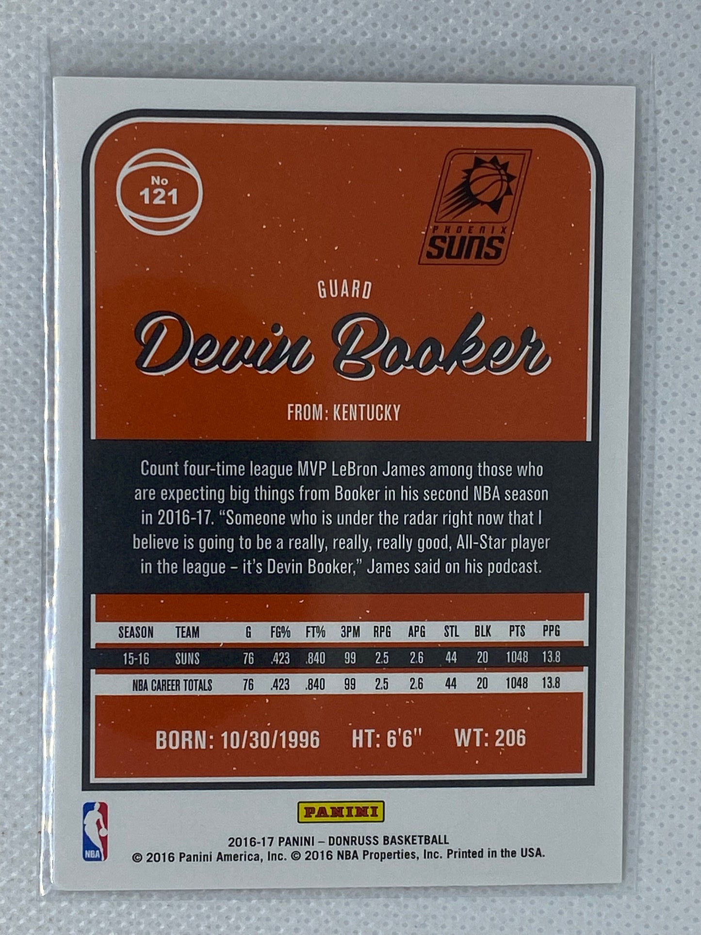 2016-17 Panini Donruss #121 Devin Booker 2nd Year Phoenix Suns