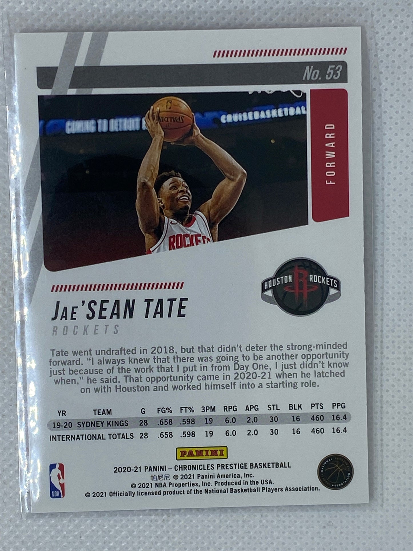 2020-21 Panini Chronicles Prestige - JAE'SEAN TATE - Rockets RC #53