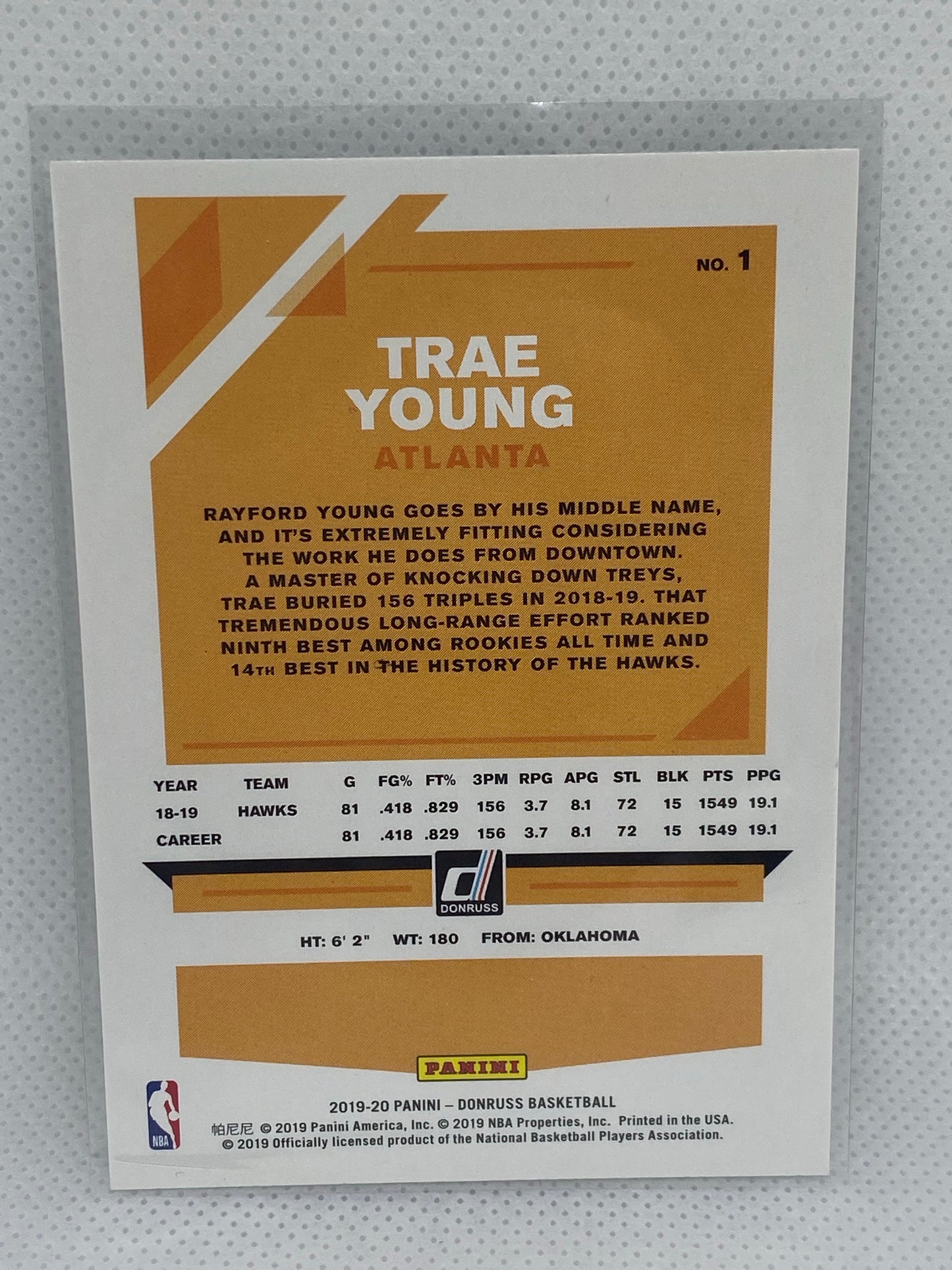 2019-20 Panini Donruss Trae Young #1 2nd Year