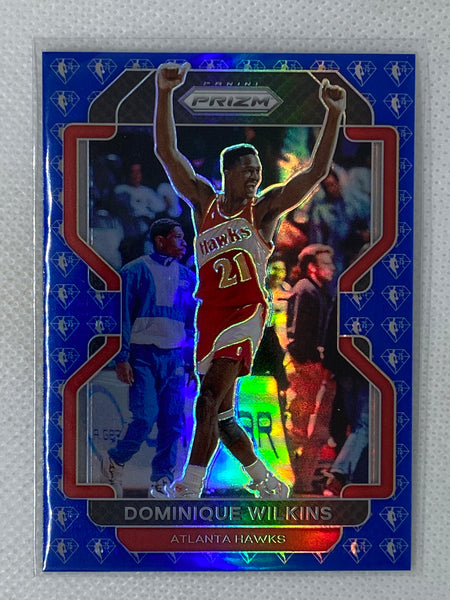 2021-22 Panini Prizm Dominique Wilkins 75th Anniversary Blue Prizm #252 HOF SP