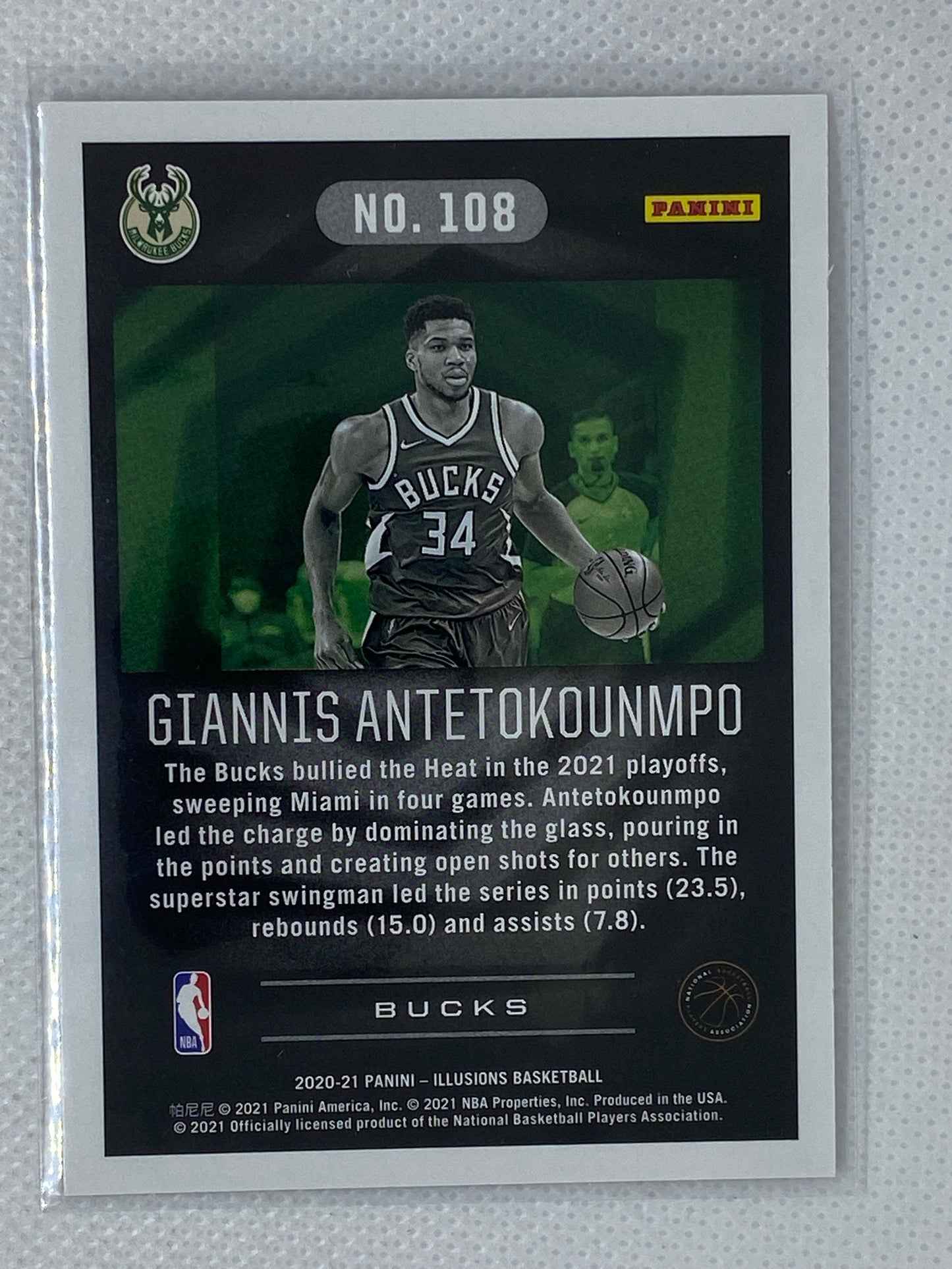 2020-21 Panini Illusions Giannis Antetokounmpo #108 Base Bucks