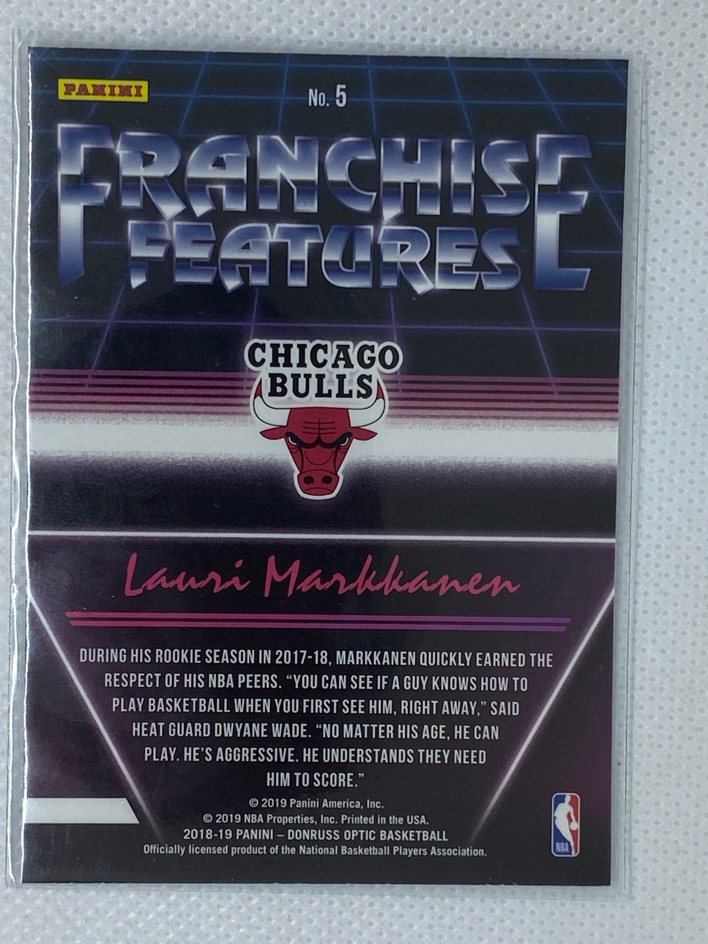 2018-19 Donruss Optic Franchise Features #5 Lauri Markkanen Bulls