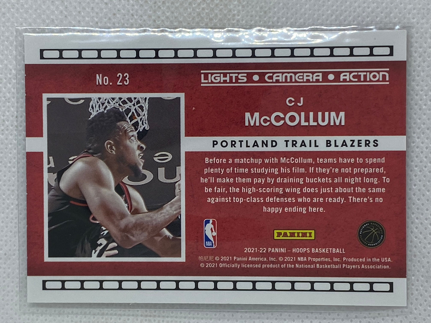 2021-22 Panini Hoops Lights Camera Action Winter #23 CJ McCollum