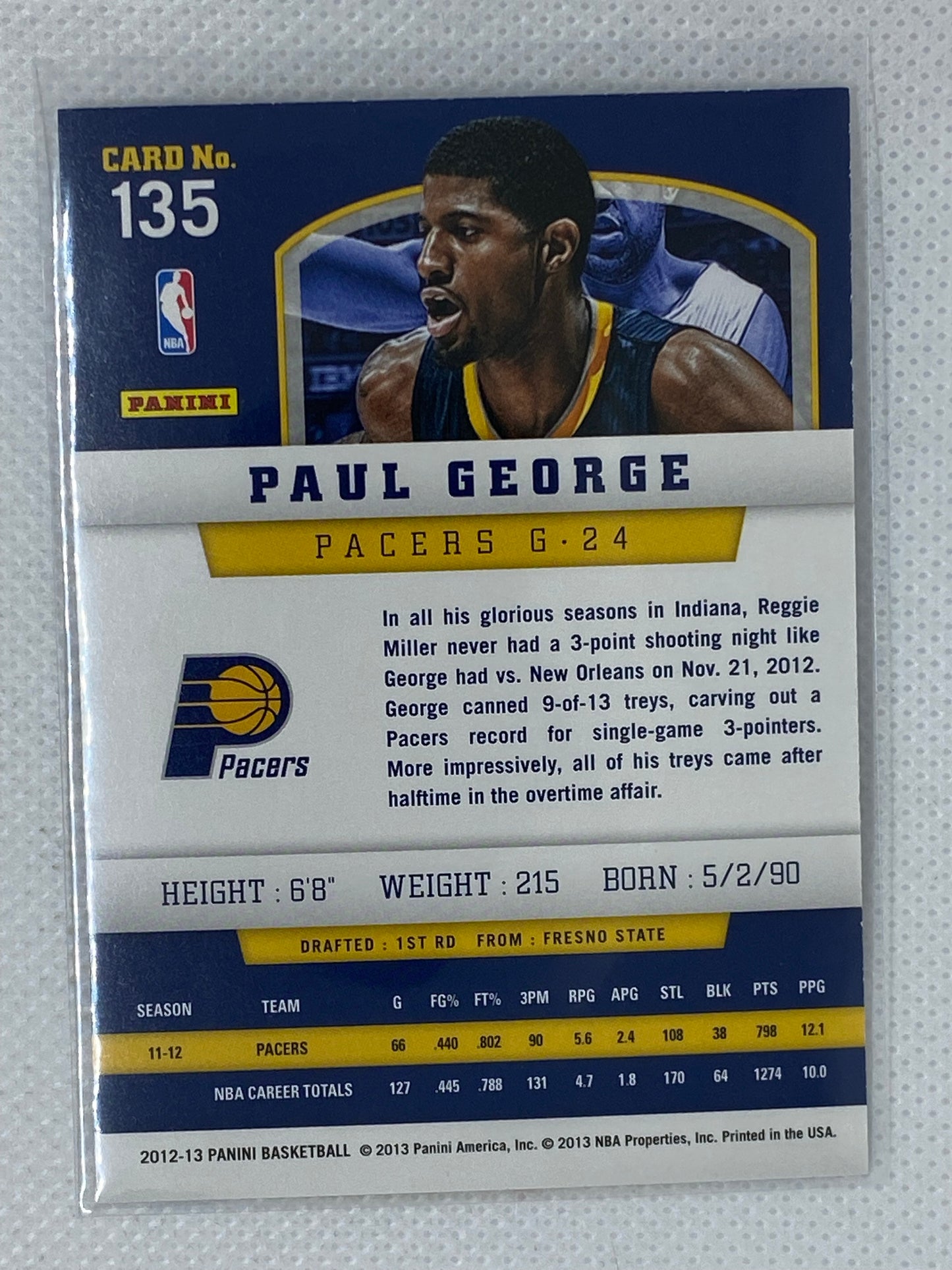 2012-13 Panini #135 Paul George Indiana Pacers Basketball Card