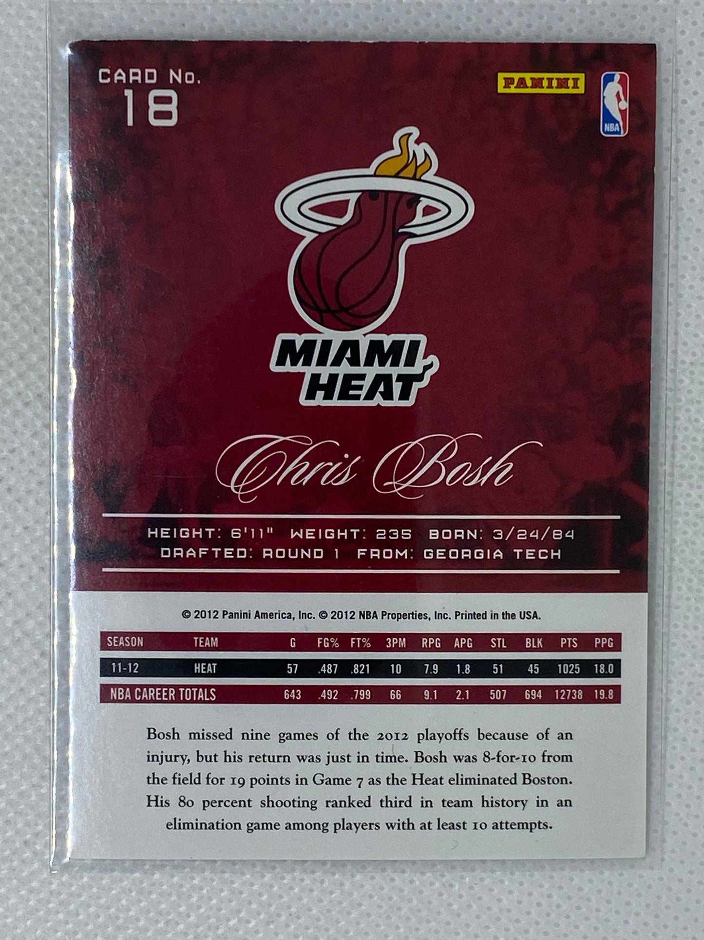 2012-13 Prestige Basketball #18 Chris Bosh Miami Heat