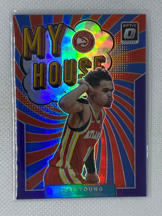 2021-22 Panini Donruss Optic Trae Young My House Purple Prizm Card # 14 SSP