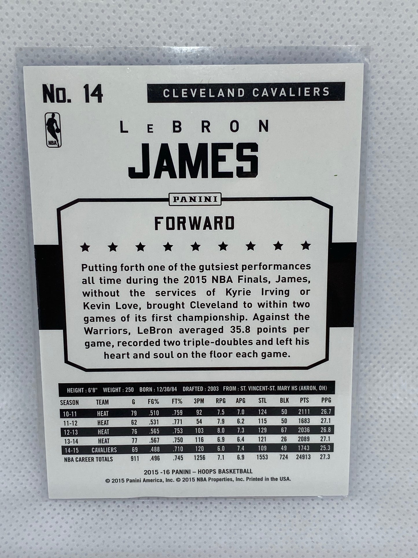 2015-16 Panini Hoops Lebron James Chalk Toss /399 SP #14 Cleveland Cavaliers