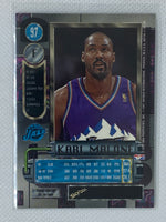 1997-98 Metal Universe Basketball Karl Malone Embossed Foil Refractor Card #97