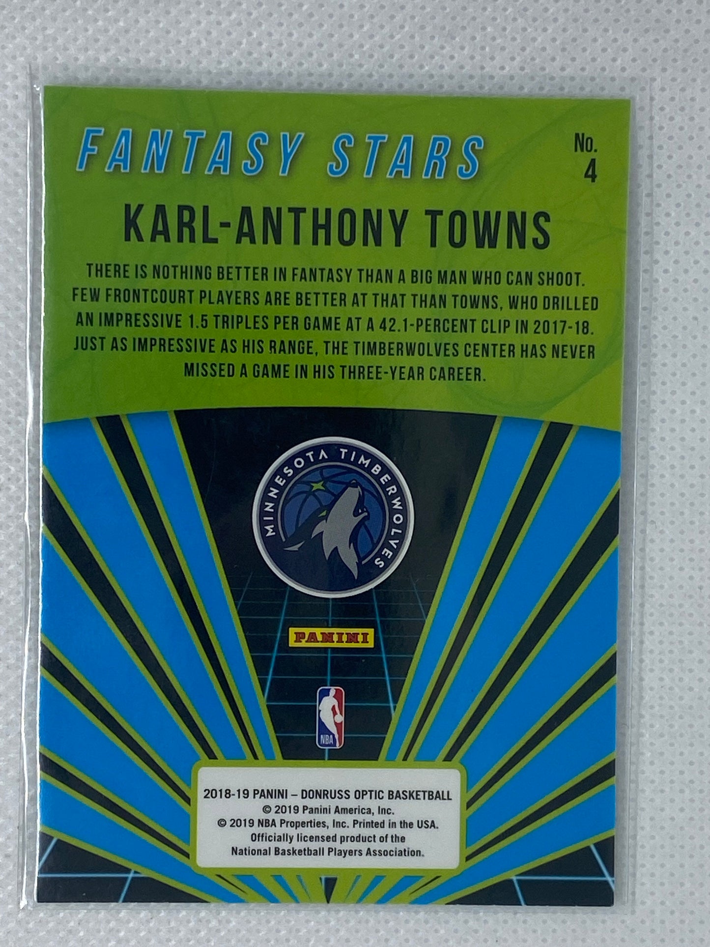 2018-19 Donruss Optic Fantasy Stars #4 Karl-Anthony Towns Timberwolves