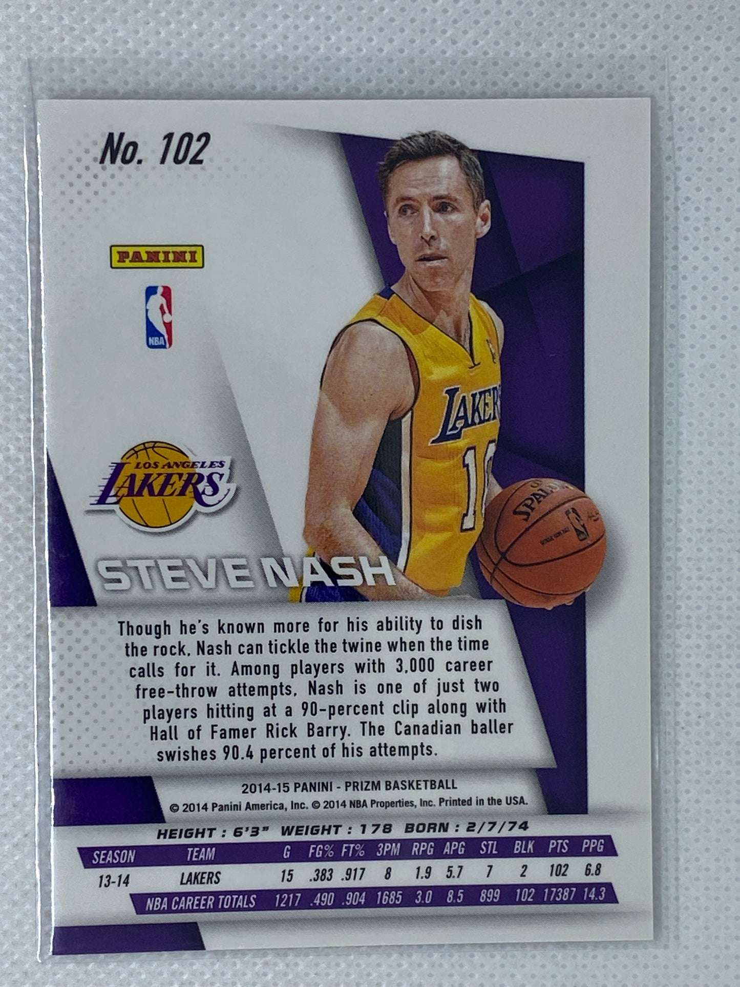 2014-15 Panini Prizm #102 Steve Nash Lakers