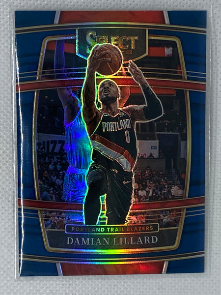 2021-22 Panini Select Basketball Silver Blue Prizm #3 Damian Lillard